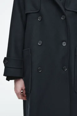Fashion COS PŁASZCZ Z MOLTONU Z WEŁNĄ Z KAPTUREM