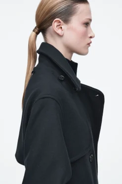 Fashion COS PŁASZCZ Z MOLTONU Z WEŁNĄ Z KAPTUREM