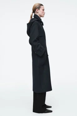 Fashion COS PŁASZCZ Z MOLTONU Z WEŁNĄ Z KAPTUREM
