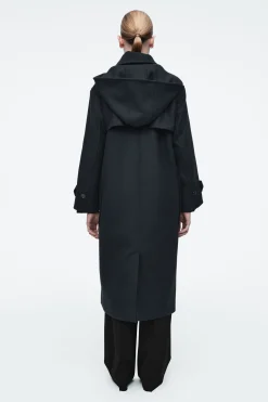 Fashion COS PŁASZCZ Z MOLTONU Z WEŁNĄ Z KAPTUREM