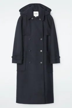 Fashion COS PŁASZCZ Z MOLTONU Z WEŁNĄ Z KAPTUREM
