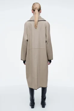 Fashion COS PŁASZCZ Z SZALEM I SKÓRZANYMI WYKOŃCZENIAMI