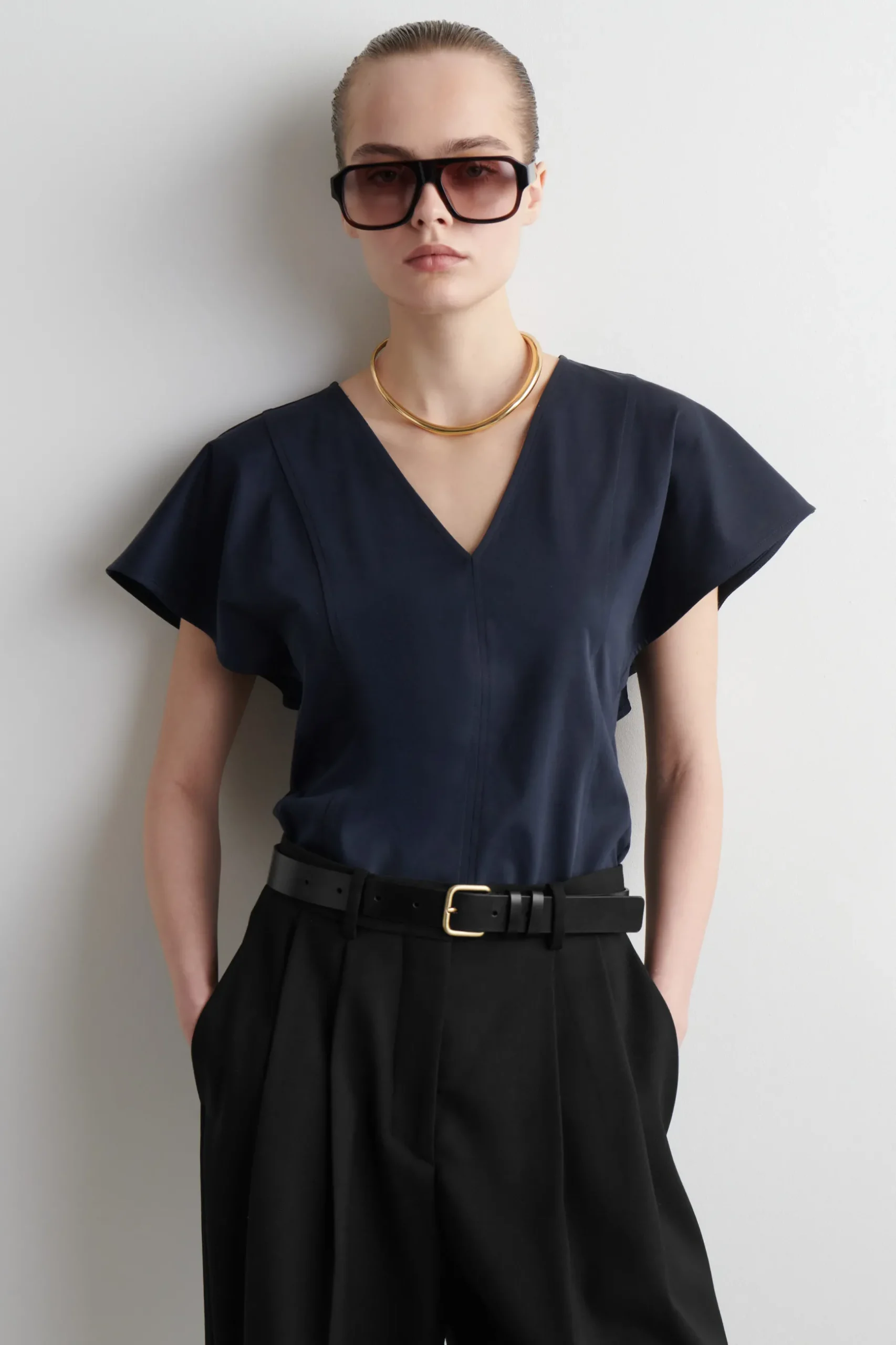 Fashion COS PETALSLEEVE COTTON TOP