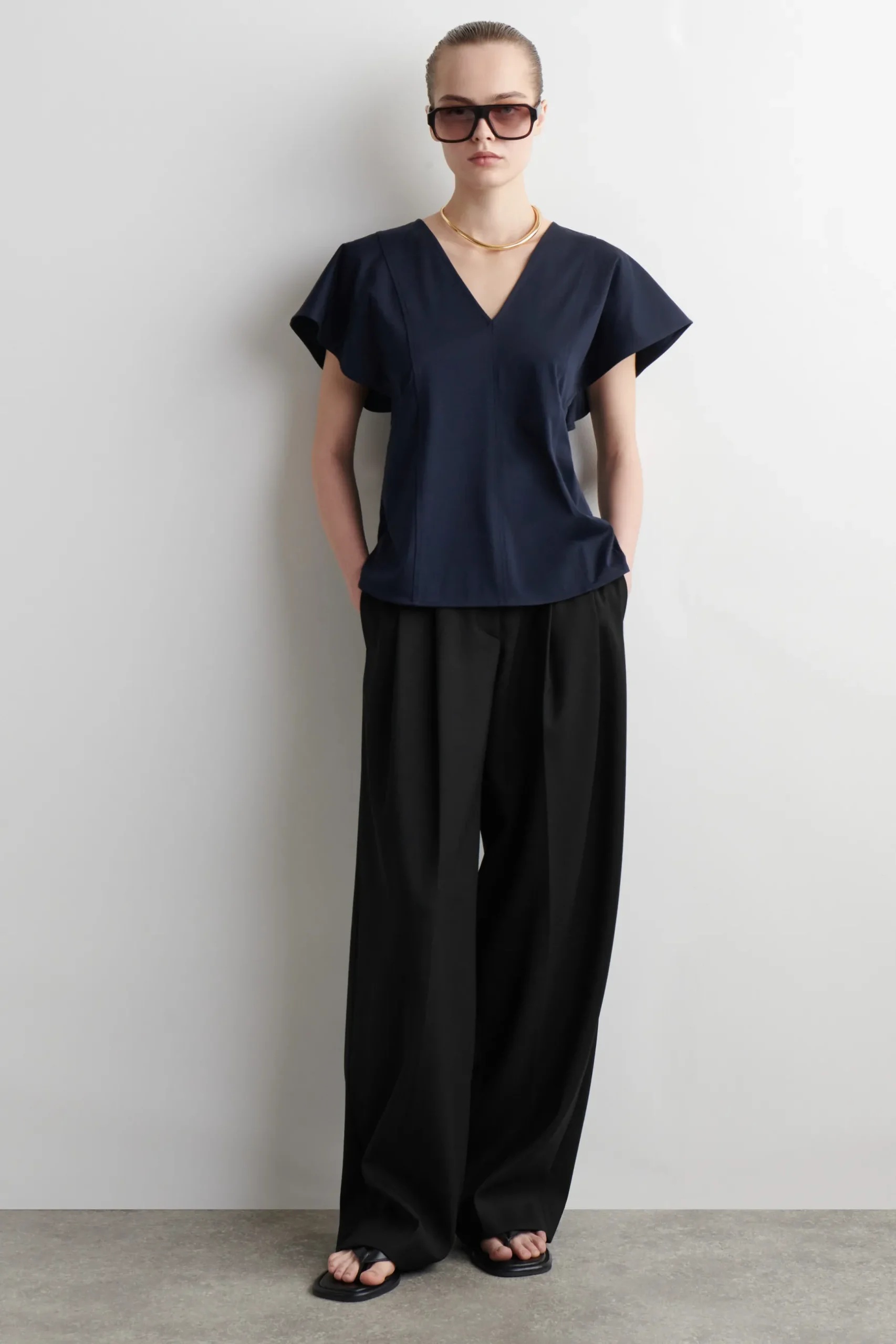 Fashion COS PETALSLEEVE COTTON TOP
