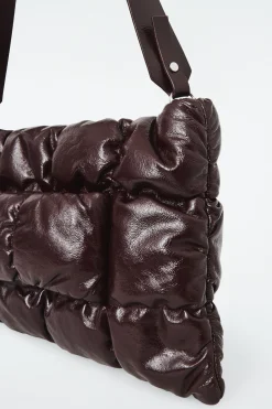 New COS PIKOWANA KOPERTÓWKA „PILLOW” ZE SKÓRY Burgundowy
