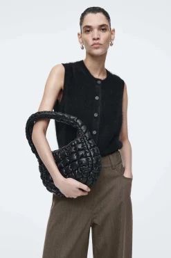 Fashion COS PIKOWANA TORBA MINI - SKÓRA Czarny