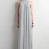 Online COS PLEATED HALTERNECK MAXI DRESS