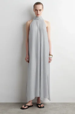 Online COS PLEATED HALTERNECK MAXI DRESS