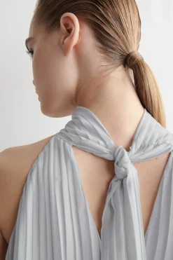 Online COS PLEATED HALTERNECK MAXI DRESS