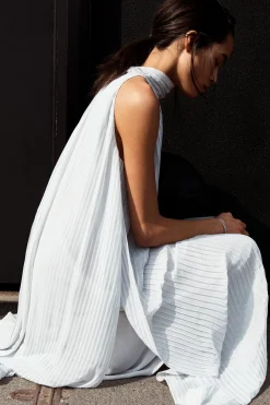 Online COS PLEATED HALTERNECK MAXI DRESS