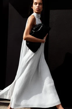 Online COS PLEATED HALTERNECK MAXI DRESS