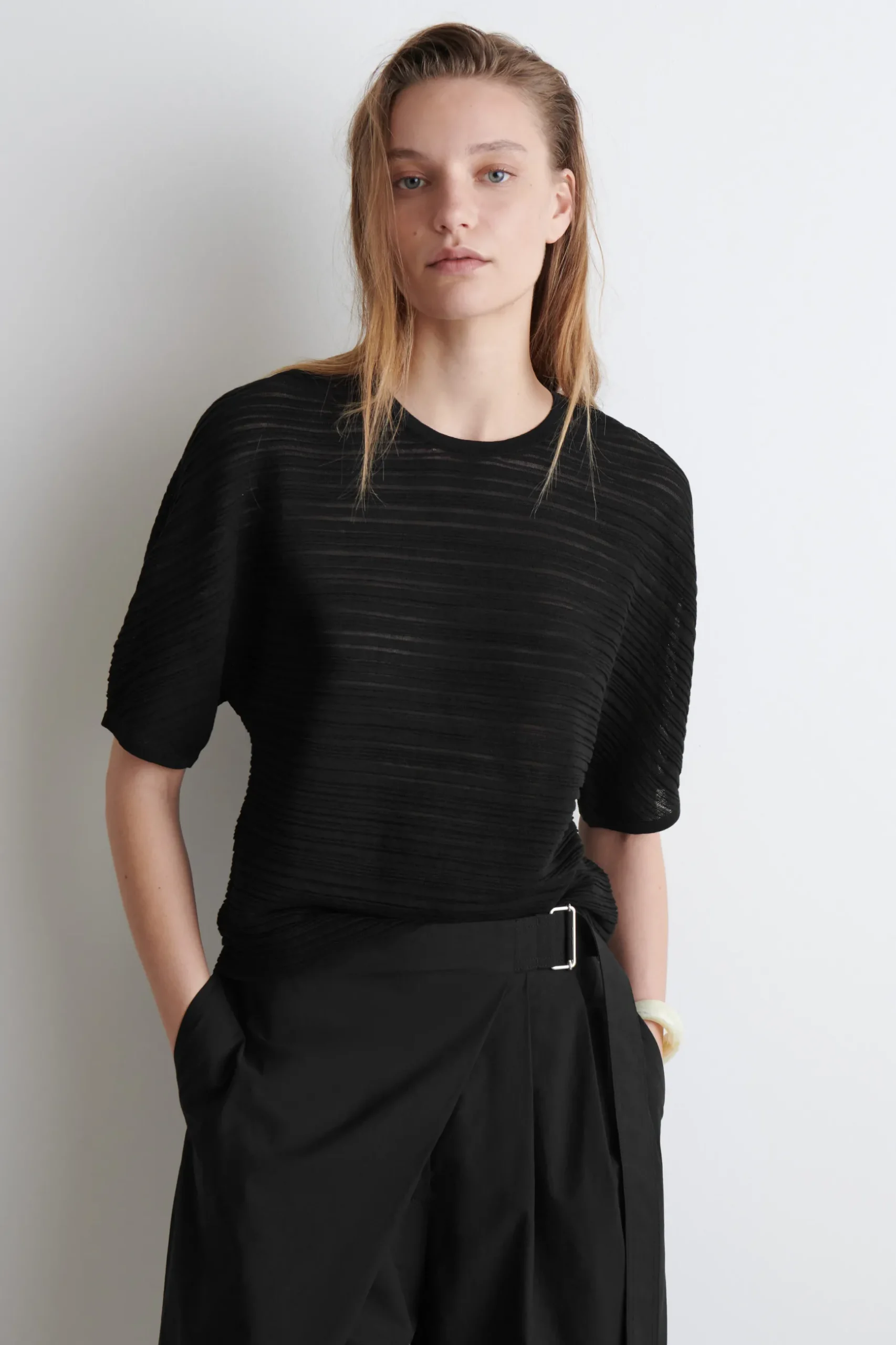 Sale COS PLEATED KNITTED TSHIRT