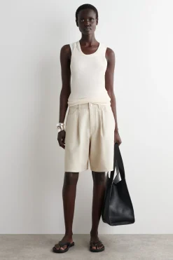 Fashion COS PRĄŻKOWANA KOSZULKA BEZ RĘKAWÓW Z JEDWABIU