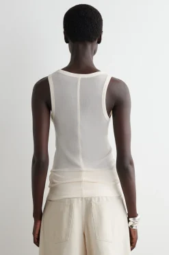 Fashion COS PRĄŻKOWANA KOSZULKA BEZ RĘKAWÓW Z JEDWABIU