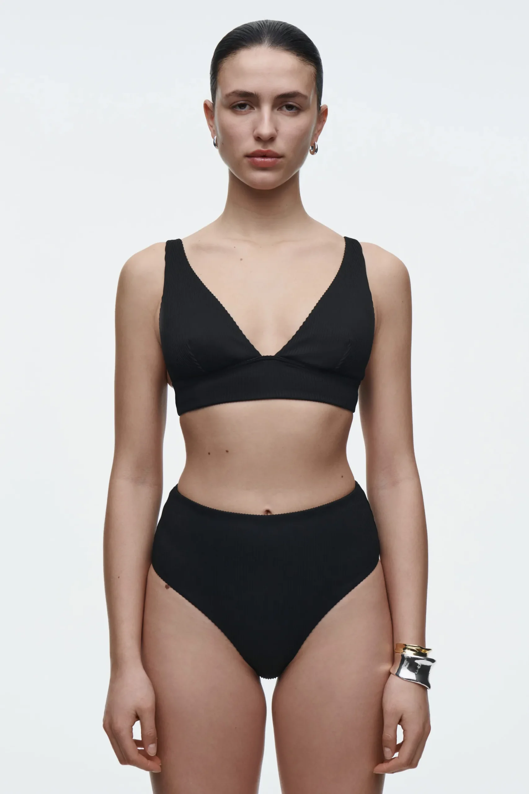 Clearance COS PRĄŻKOWANY DÓŁ OD BIKINI Z WYSOKIM STANEM