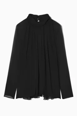 Online COS PRZEŚWITUJĄCA JEDWABNA PLISOWANA BLUZKA OVERSIZE