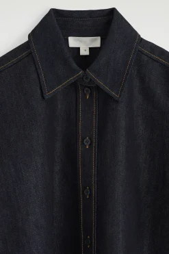 Sale COS PUDEŁKOWA KOSZULA JEANSOWA Z KRÓTKIM RĘKAWEM
