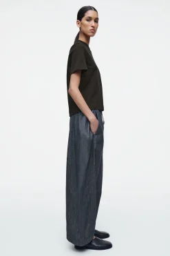 New COS REGULOWANE W PASIE SPODNIE JEANSOWE TYPU BARREL