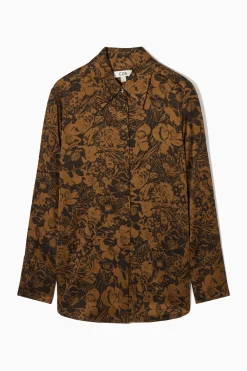 Clearance COS SATYNOWA KOSZULA OVERSIZE Z ROŚLINNYM NADRUKIEM