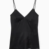 New COS SATYNOWY TOP NA RAMIĄCZKACH Z ASYMETRYCZNĄ KORONKĄ