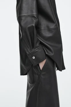Best COS SKÓRZANA KOSZULA Z PRZESZYCIAMI – RELAXED FIT