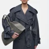 Best COS SKÓRZANA MAŁA TORBA STUDIO TYPU BOWLING BAG Szary