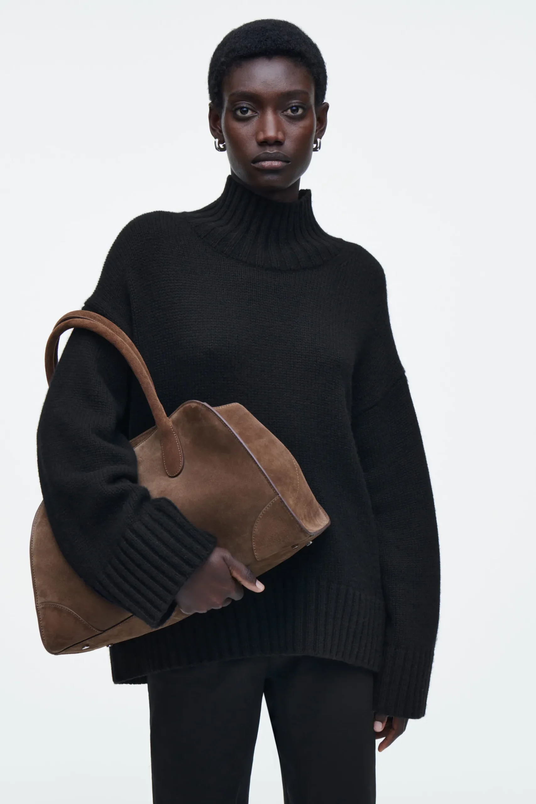 Fashion COS SKÓRZANA MAŁA TORBA STUDIO TYPU BOWLING BAG Brązowy