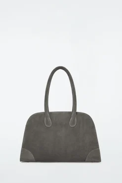 Best COS SKÓRZANA MAŁA TORBA STUDIO TYPU BOWLING BAG Szary