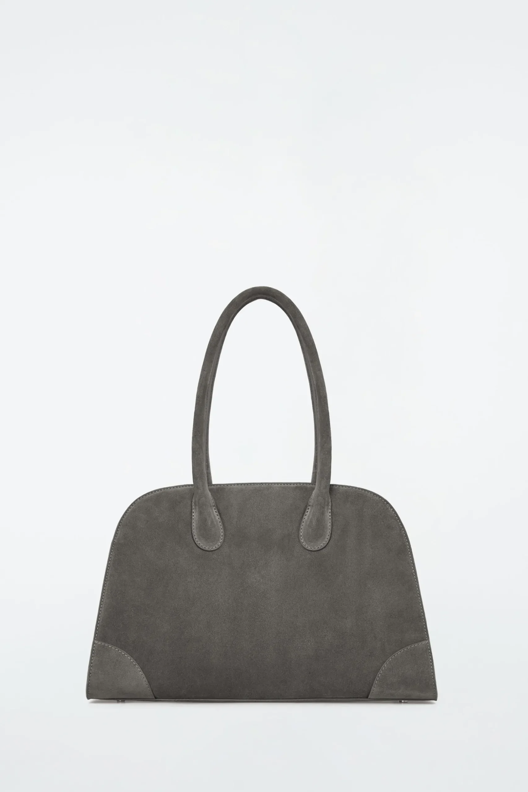 Best COS SKÓRZANA MAŁA TORBA STUDIO TYPU BOWLING BAG Szary