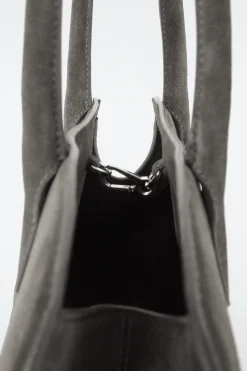 Best COS SKÓRZANA MAŁA TORBA STUDIO TYPU BOWLING BAG Szary