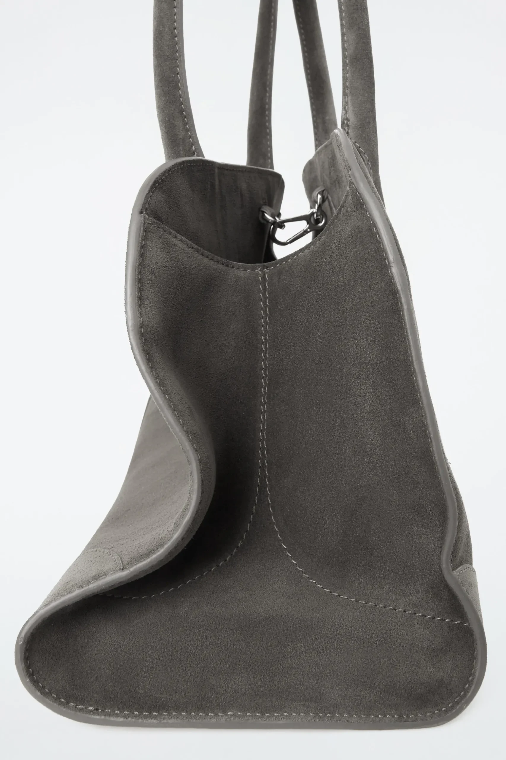 Best COS SKÓRZANA MAŁA TORBA STUDIO TYPU BOWLING BAG Szary