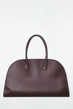 New COS SKÓRZANA TORBA STUDIO TYPU BOWLING BAG Burgundowy