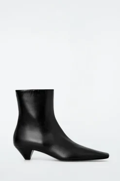 Fashion COS SKÓRZANE BOTKI DO KOSTKI Z KWADRATOWYM PRZODEM