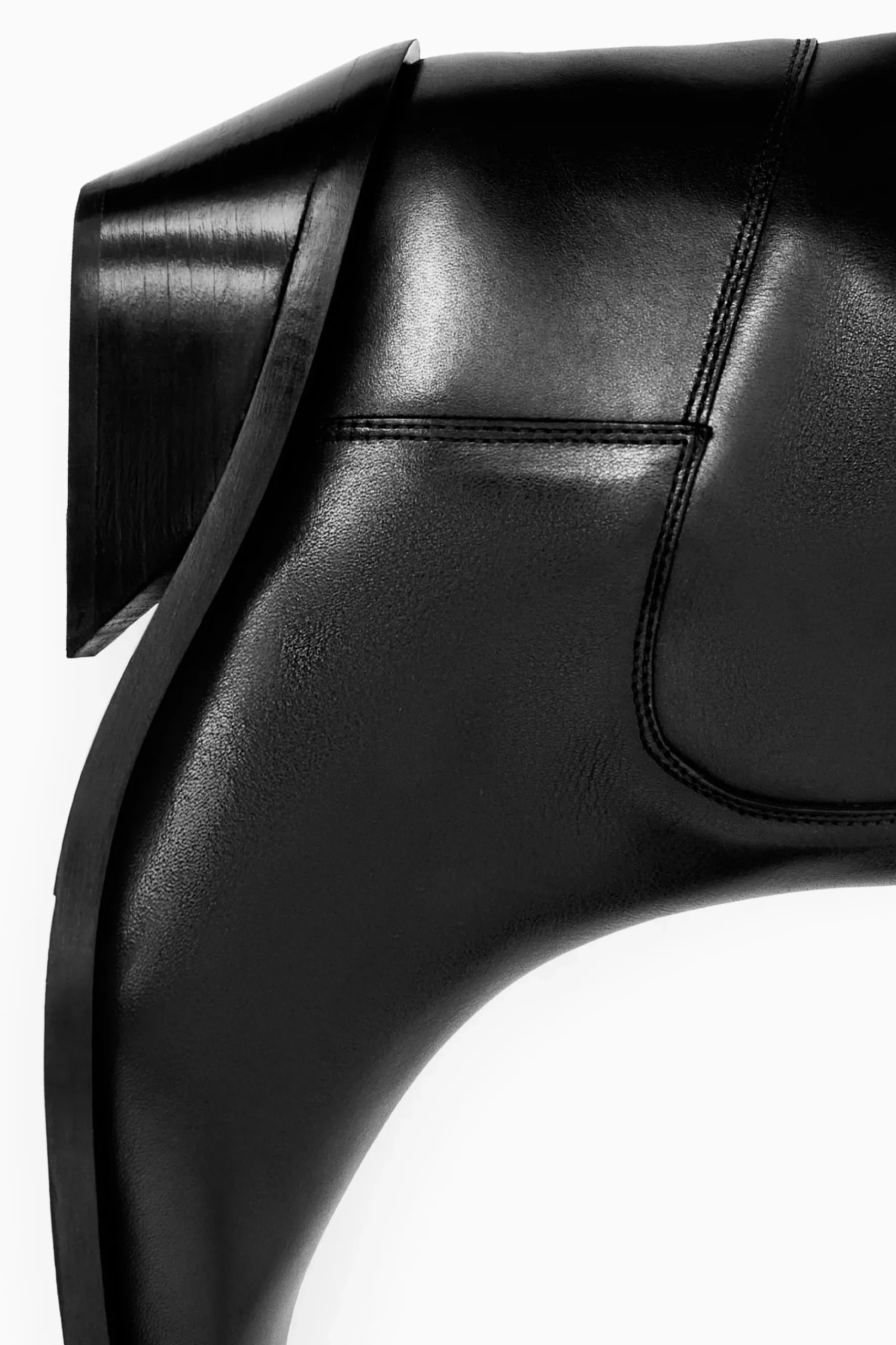 Fashion COS SKÓRZANE KOWBOJSKIE KOZAKI DO KOLAN Czarny