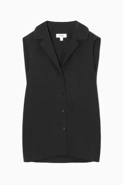 Hot COS SLEEVELESS CAMPCOLLAR PURE SILK BLOUSE