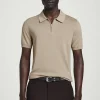 Discount COS SLIM KNITTED SILK ZIPUP POLO SHIRT | Szarobrązowy