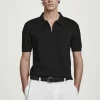 Hot COS SLIM KNITTED SILK ZIPUP POLO SHIRT | Czarny