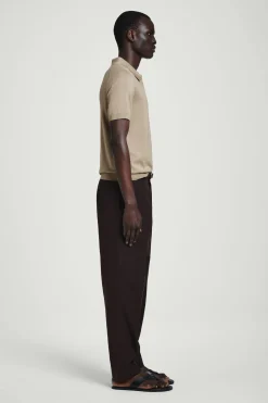 Discount COS SLIM KNITTED SILK ZIPUP POLO SHIRT | Szarobrązowy