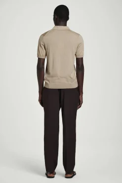 Discount COS SLIM KNITTED SILK ZIPUP POLO SHIRT | Szarobrązowy
