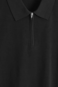 Hot COS SLIM KNITTED SILK ZIPUP POLO SHIRT | Czarny