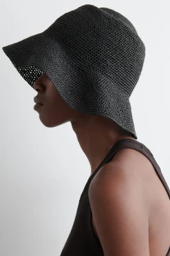 Hot COS SŁOMKOWY KAPELUSZ TYPU BUCKET Czarny