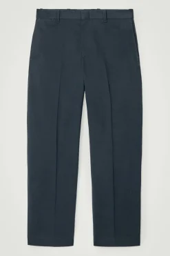 Discount COS SPODNIE CHINOS Z PROSTYMI NOGAWKAMI – RELAXED FIT Granatowy