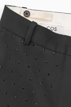 Online COS SPODNIE Z MIESZANKI Z WEŁNĄ ZDOBIONE DIAMENCIKAMI