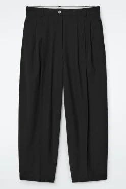 Fashion COS SPODNIE Z WEŁNĄ TYPU BARREL Z PLISOWANIAMI