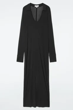 Clearance COS SUKIENKA MAXI Z KOŁNIERZYKIEM TYPU POLO I DEKOLTEM