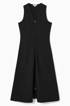 Fashion COS SUKIENKA MIDI Z DEKOLTEM W SEREK I SUWAKIEM