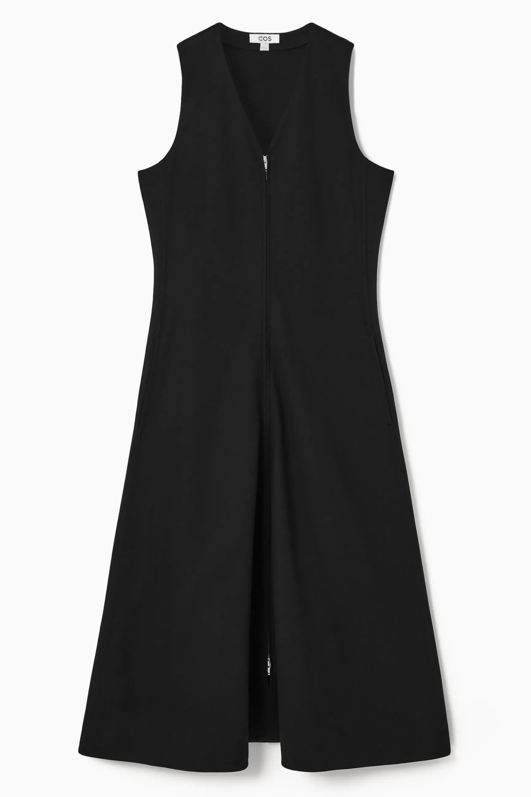 Fashion COS SUKIENKA MIDI Z DEKOLTEM W SEREK I SUWAKIEM