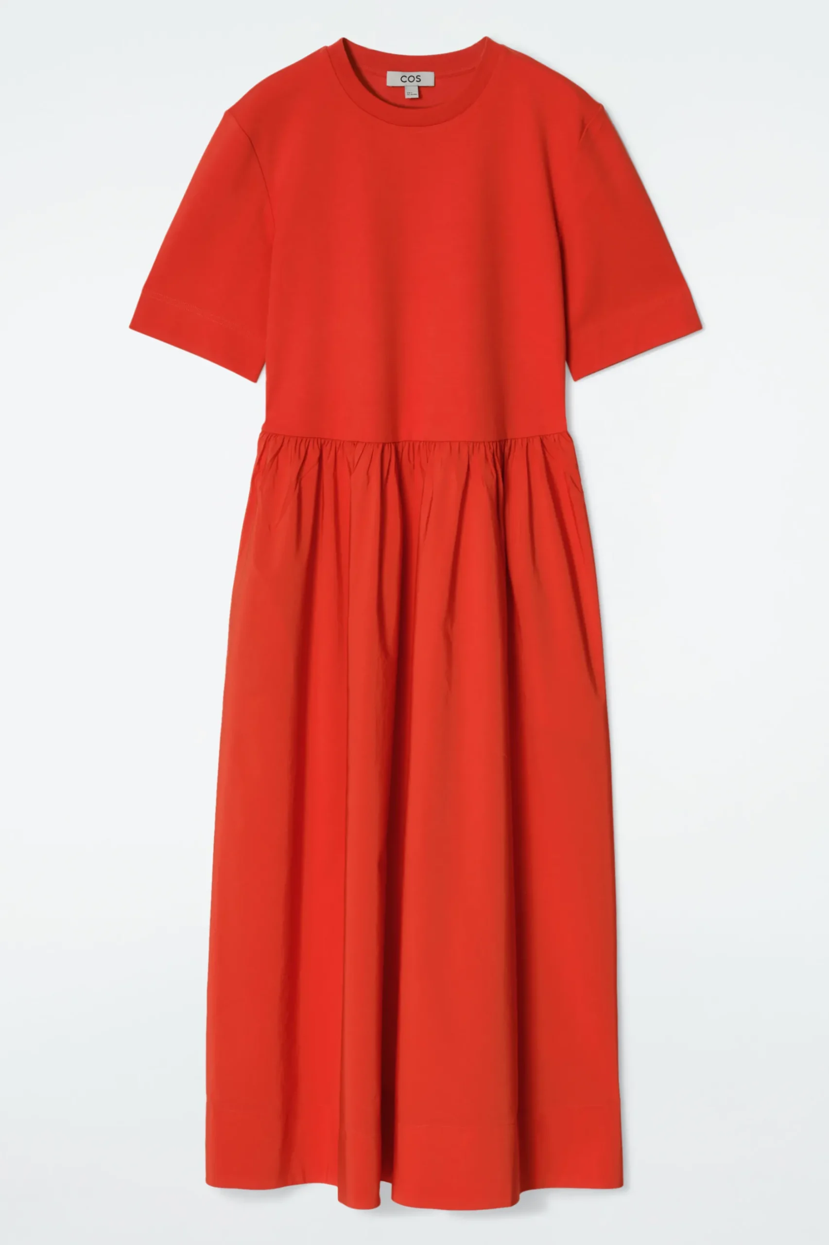 Fashion COS SUKIENKA MIDI Z KRÓTKIM RĘKAWEM
