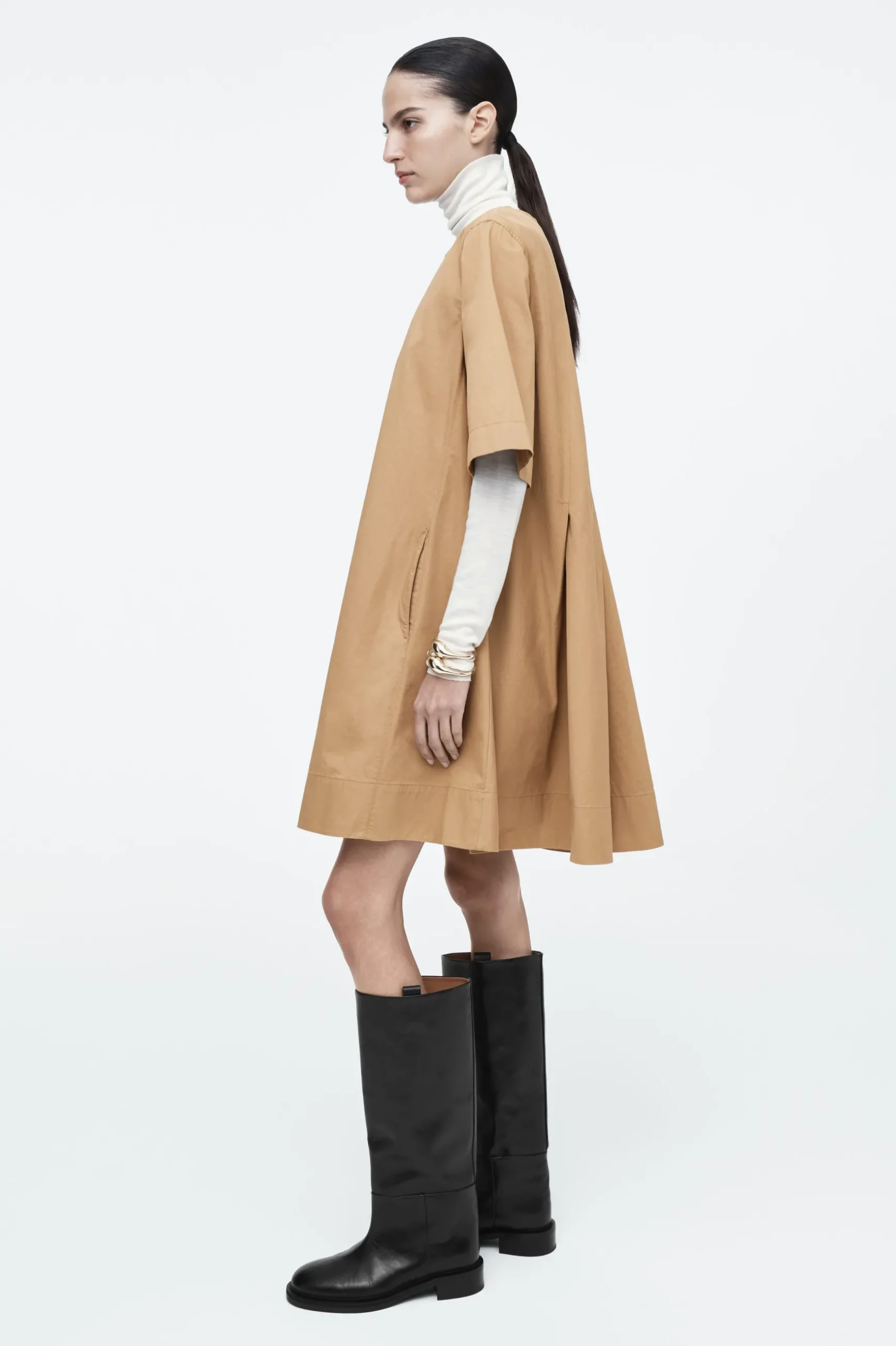 Fashion COS SUKIENKA MINI Z BAWEŁNY Z ZAKŁADKAMI