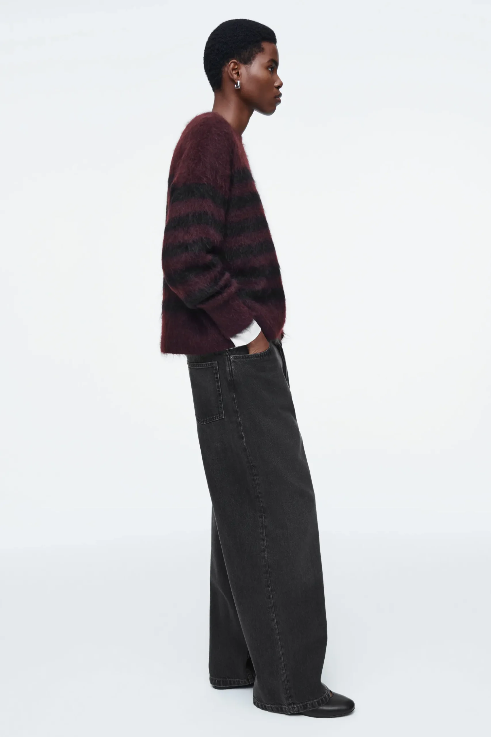 Sale COS SWETER W PASKI ZE SZCZOTKOWANEJ DZIANINY Z MOHEREM